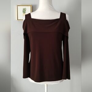 Blouse  Off  Shoulder Nabi Top   Small  Brown Polyester Spandex Good Condition